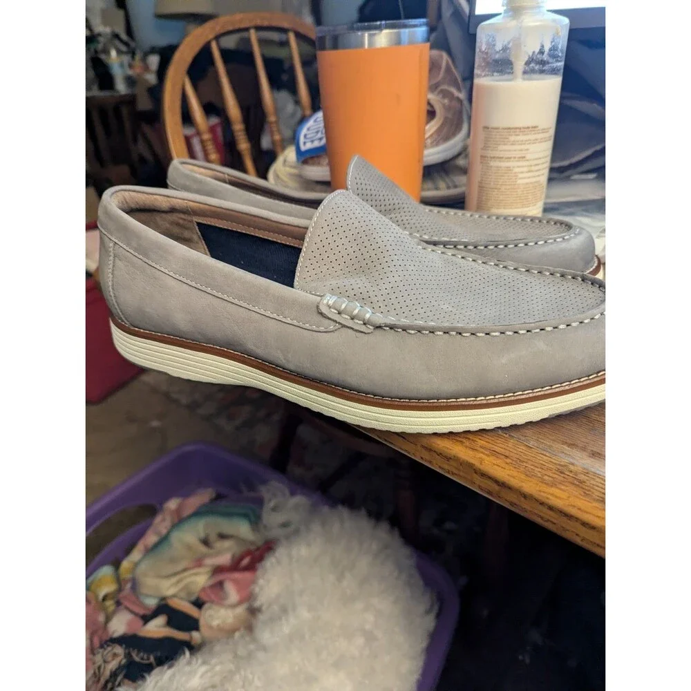 NWOT Mens Johnson & Murphy Hodges Grey Ltwt Trufoam Slip on Shoes Sz 11.5